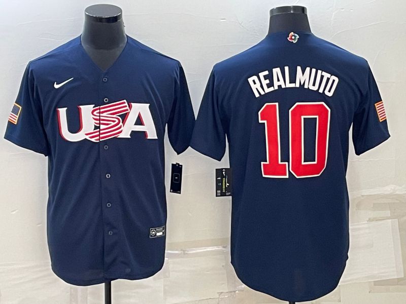 Men 2023 World Cub USA #10 Realmuto Blue Nike MLB Jersey4